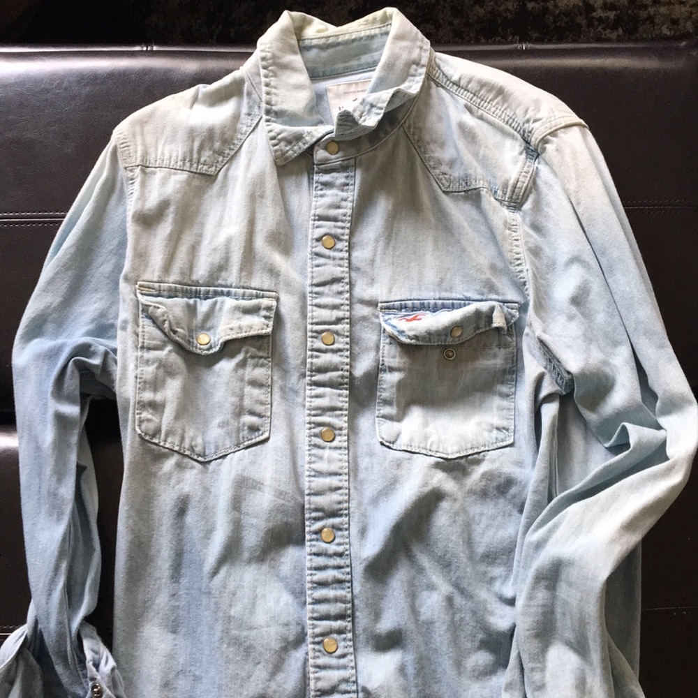 Hollister denim button up shirt